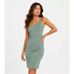 Vestido Feminino Com Lateral Franzida Infinita Cor Verde