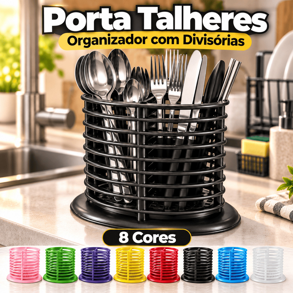 Porta Talheres Organizador Gaveta Separador Facas Garfos Colheres Utensílios Cozinha Bancada Plástico PP Resistente