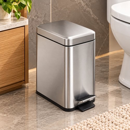 Lixeira Inox 6L Pedal Slim Retangular Balde Removível Global Mix