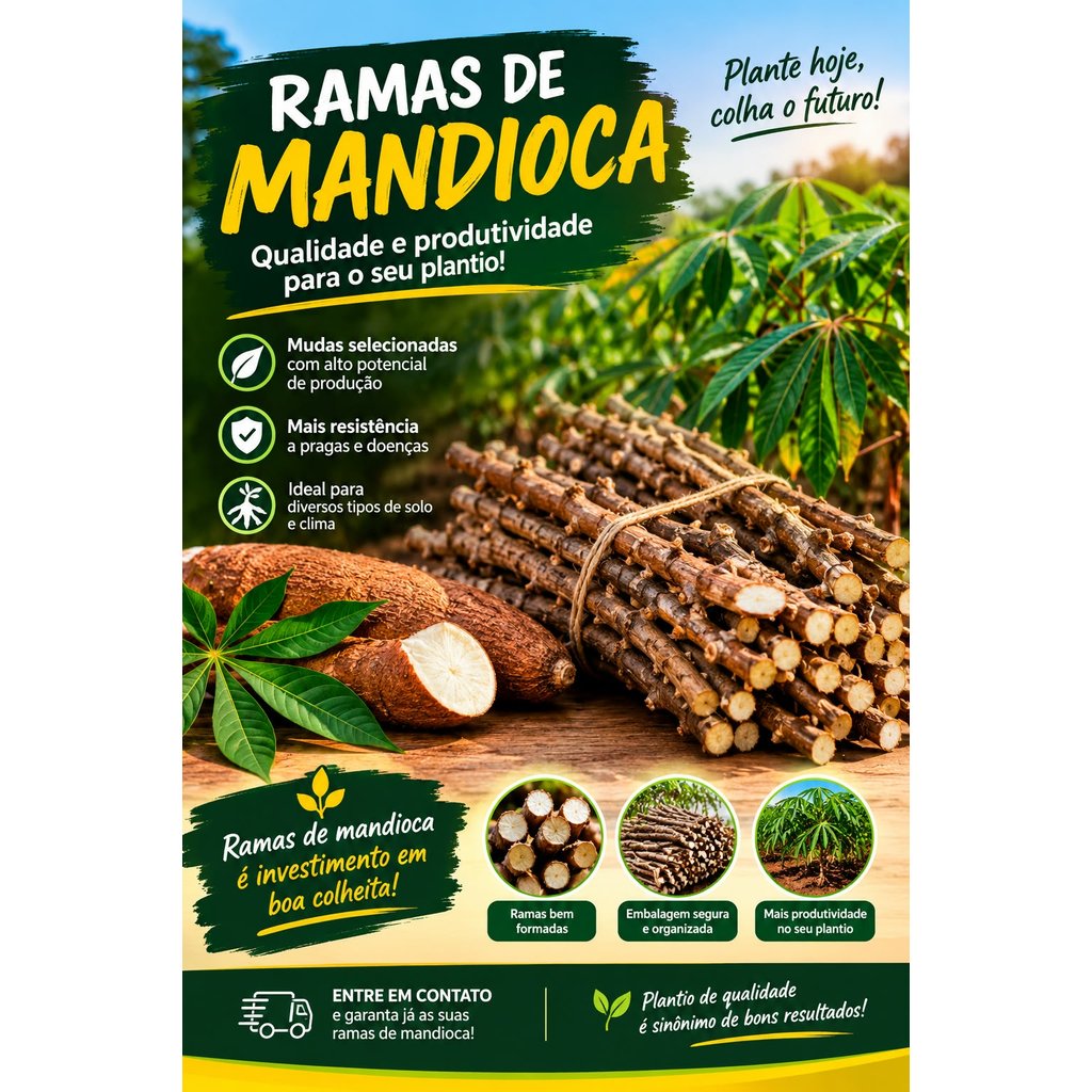 KIT 10 A 30 Rama de Mandioca FRUTADA amarela Doce Raridade Excelente Frutificação Alta Qualidade Otima Germinação
