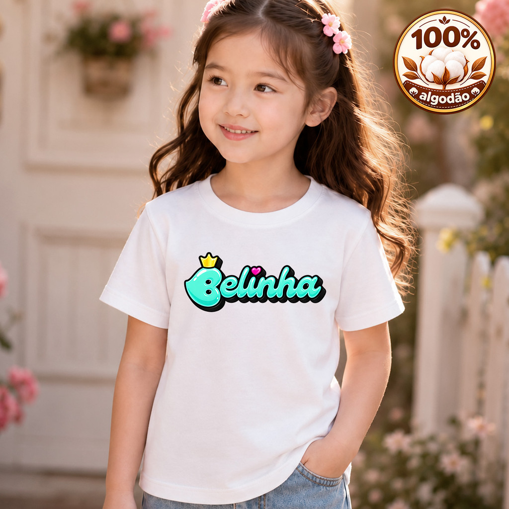 Camiseta Blusa Camisa Infantil Belinha 3 Espiãs  Menina 100% Algodão Estampada Youtuber Presente para Criança