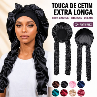 Faixa de cabelo longa em cetim, que evita que o cabelo fique despenteado, ideal para cabelos longos, cacheados, tranças,