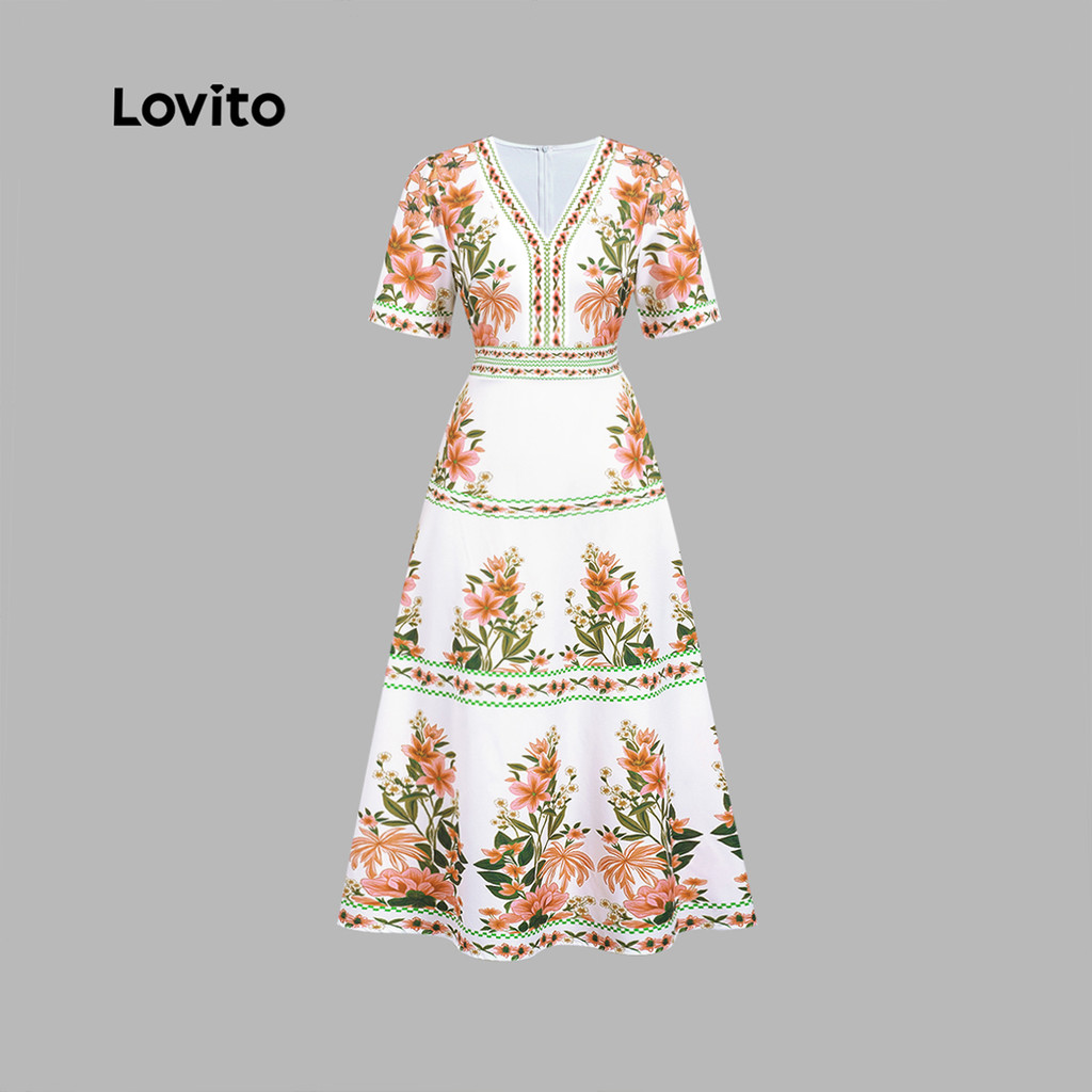 Lovito Boho Vestido Zíper Estampa Verão LBL34073 · foto 2