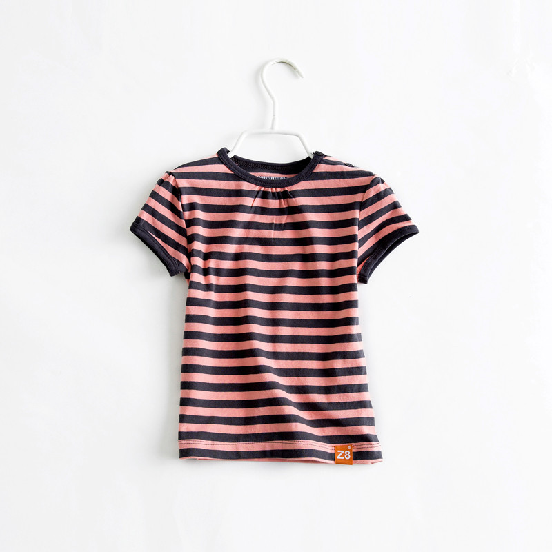 Espanha ~ 0-5 anos de idade bebê menina crianças puro algodão listrado camiseta de manga curta bebê menina criança camis