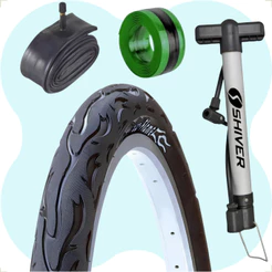 Pneu Bicicleta Kenda Flame Aro 26 x 2.125 Balão + camara Shiver + Brinde bomba de ar e fita antifuro