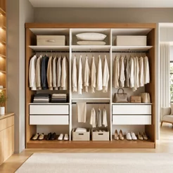 Closet Casal sem Portas 4 Gavetas Paris Yescasa Marrom/Carvalho Carvalho