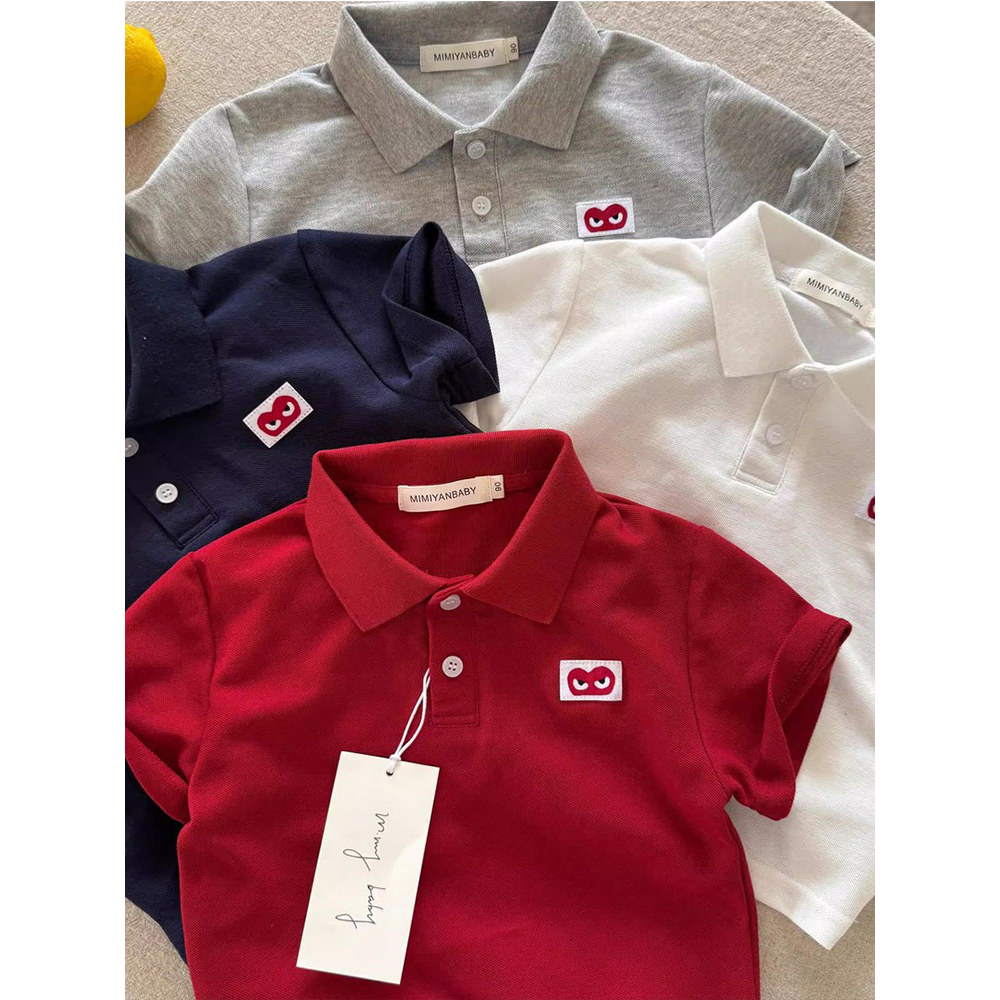 Meninos meninas estilo coreano gola POLO em forma de coração camiseta 2026 verão novo estilo crianças bebê lapela manga 