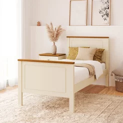 Cama Solteiro Ananda CabeCasa MadeiraOriginals Branco/Off-White/Mel Off White/Mel