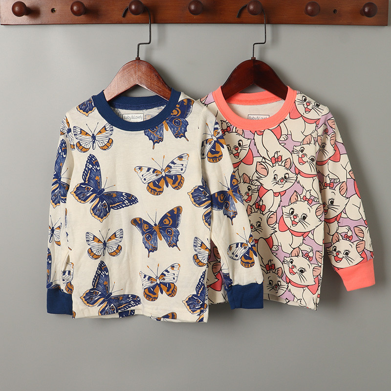 Comércio exterior bebê menina médio grande crianças primavera outono roupas de manga comprida camiseta em torno do pesco