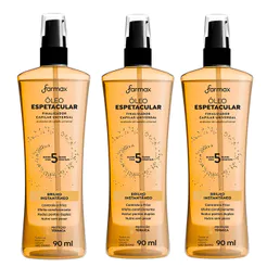 Kit Óleo Capilar Espetacular Farmax Brilho Instantâneo 90ml - 3 Unidades
