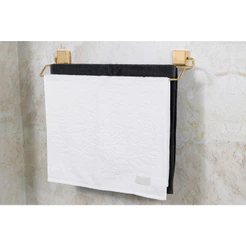 Suporte Porta Toalha Duplo Curvy Dourado Bel