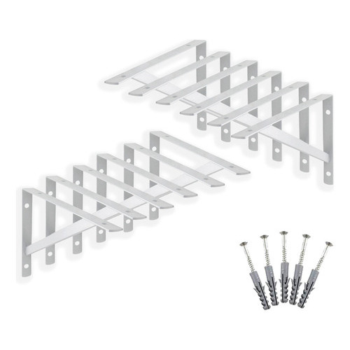 12x Suporte Mão Francesa Cantoneira Prateleira 20cm - C/ Kit Cor Branco