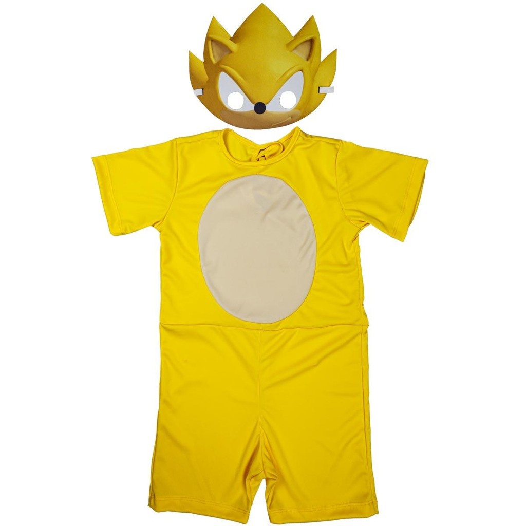 Fantasia Sonic Menino Infantil Amarelo Curta com Máscara Festa Carnaval Halloween
 em Oferta na Shopee