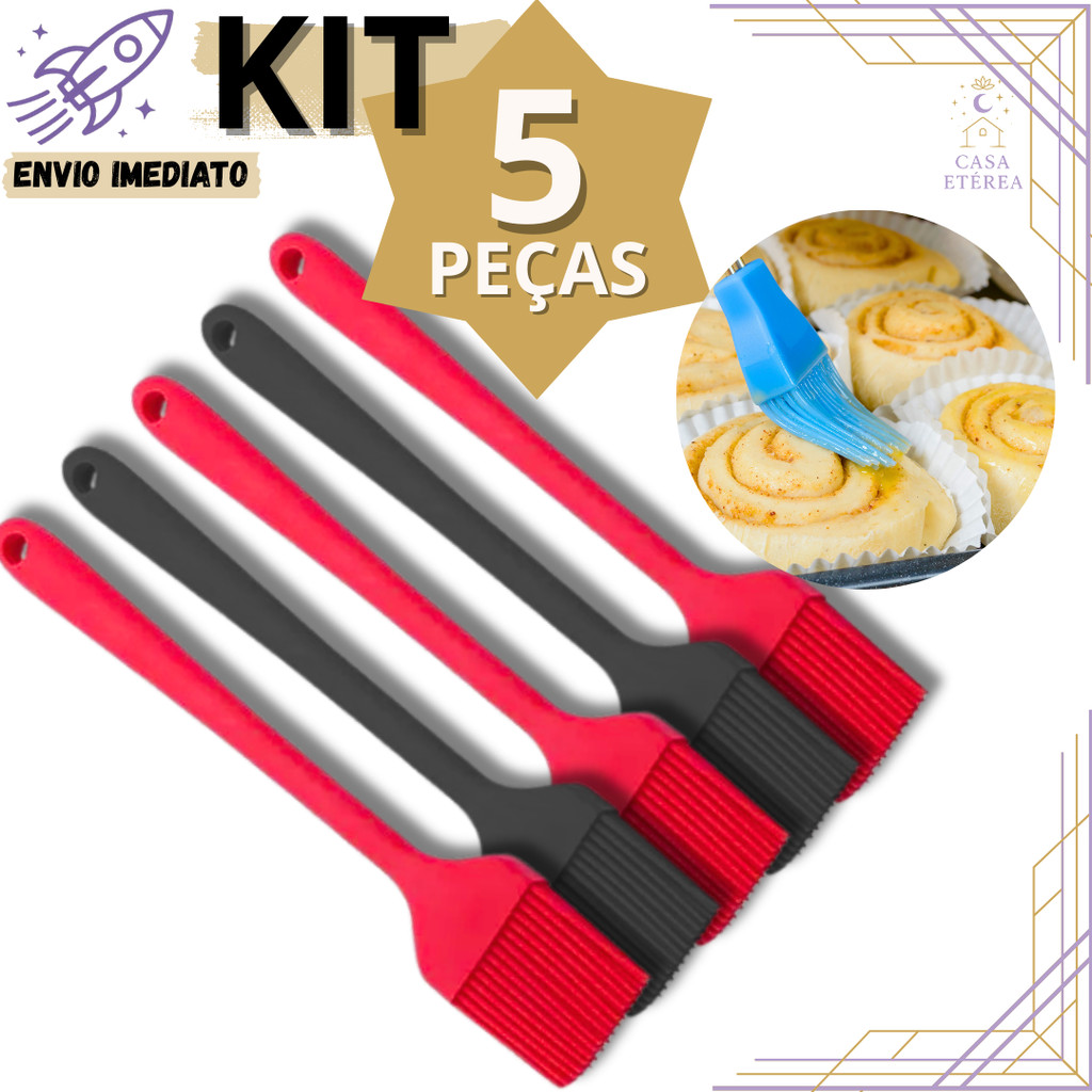 5/3/2/1 Pincel de Silicone Culinário 25.2cm Utensílio Multiuso para Cozinha Confeitaria Padaria e Churrasco