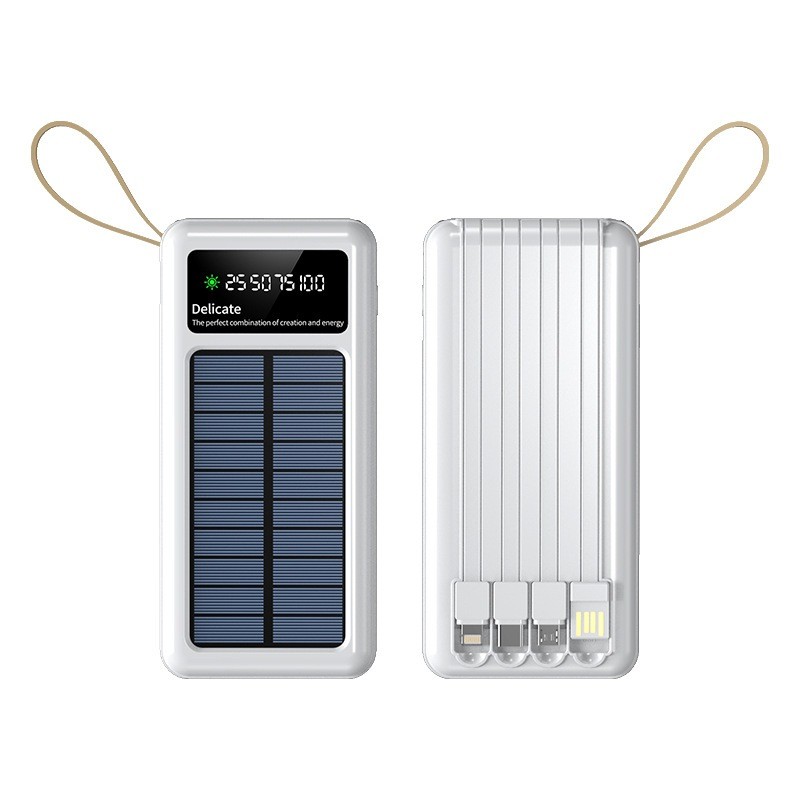 10.000mah Carregador Portátil Power Bank Solar  Com  Saida 4 Cabos 5 Em1  lanterna