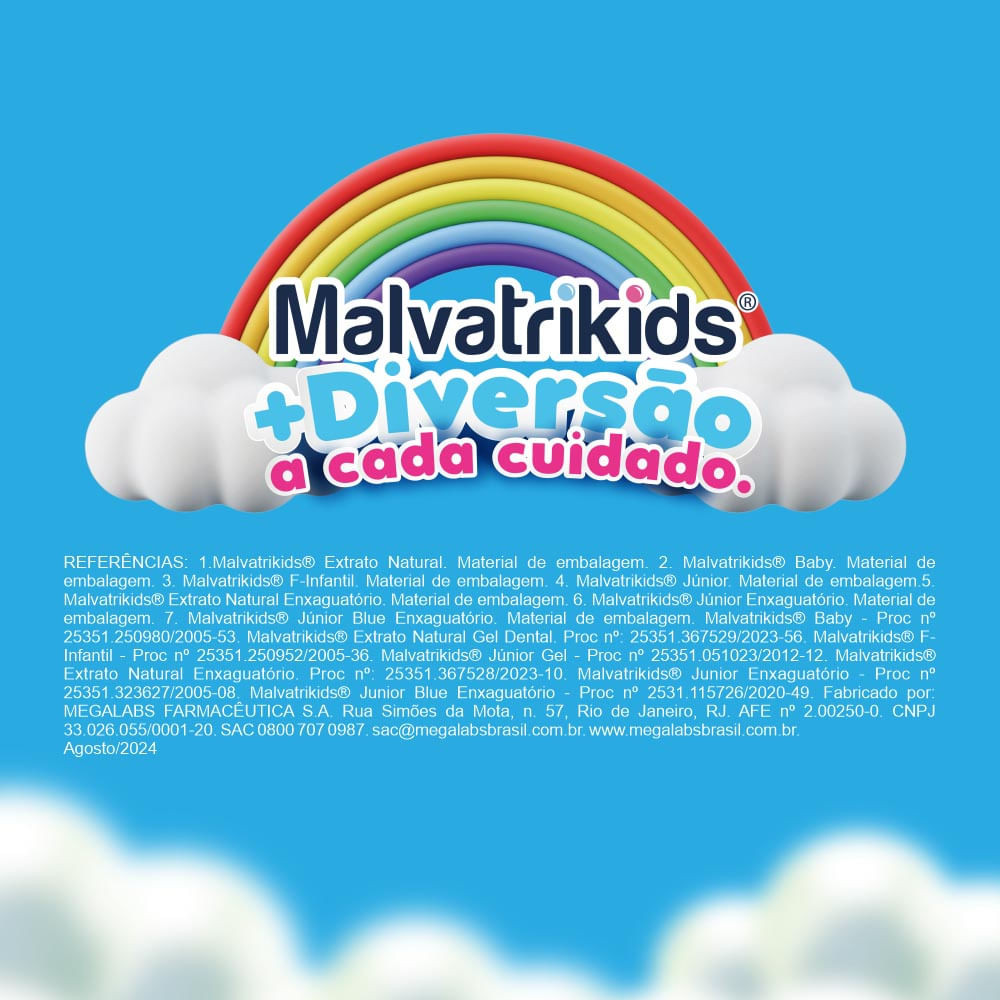 Detalhes do Gel Dental Malvatrikids Extrato Natural com Flúor e Xilitol Sabor Morango 70g