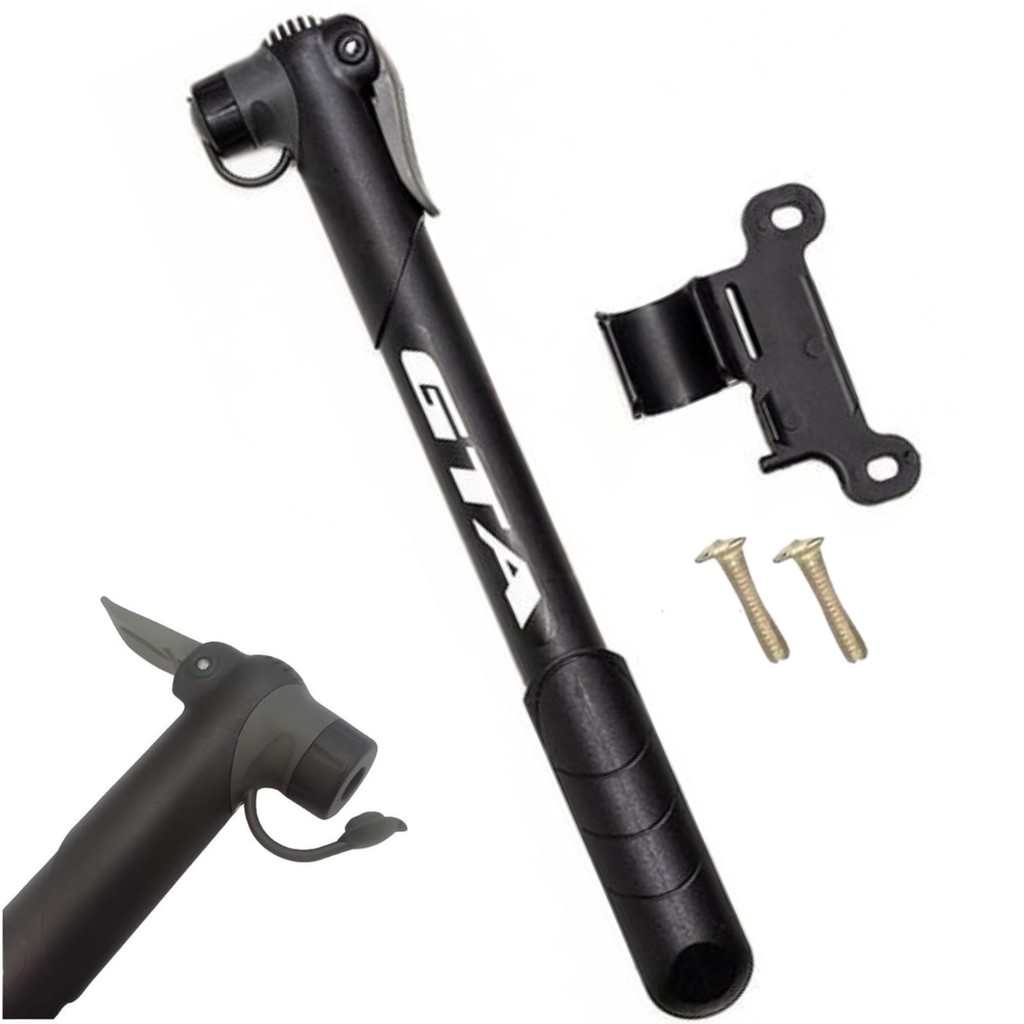 Bomba Mini Reversível com Blocagem Encher Bola Pneu Ciclismo Acessório Bicicleta Inflação Rápida Compacta Leve Portátil