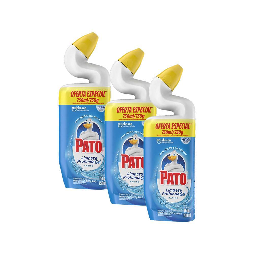 Kit 3 Desinfetante Gel Uso Geral Marine Pato Limpeza Profunda Squeeze 750ml em Oferta na Shopee
