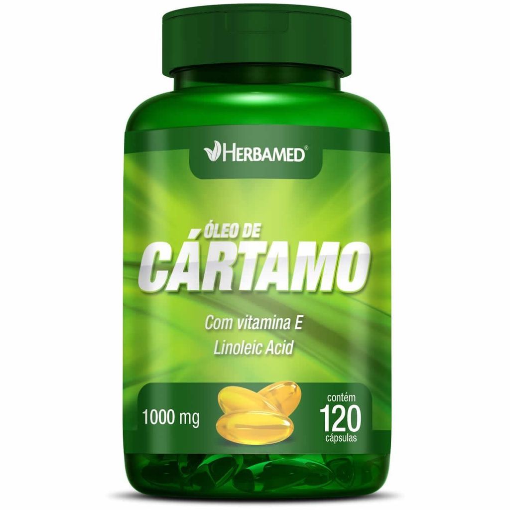 Óleo de Cártamo com Vitamina E -  120 Cápsulas - Herbamed em Oferta na Shopee