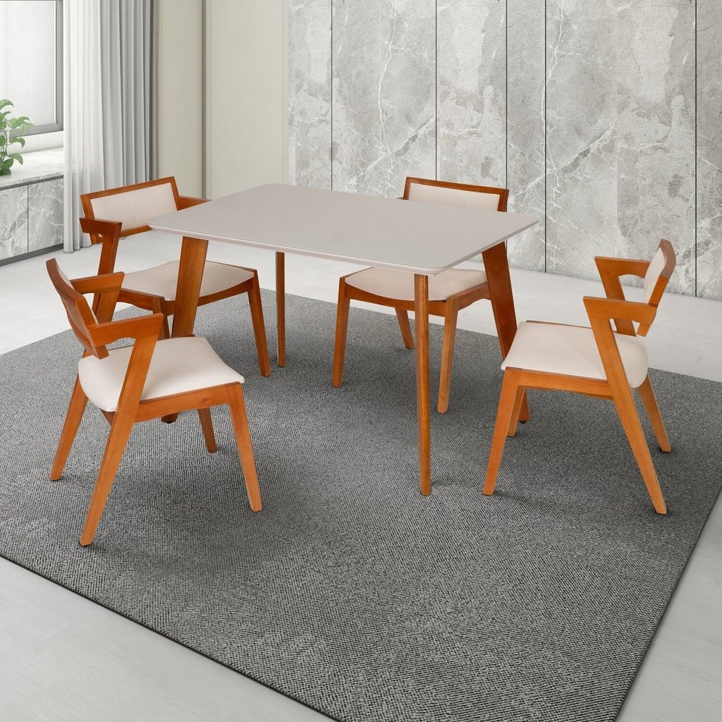 Conjunto Mesa Verona com 4 Cadeiras Madeira Maciça e Estofada Ímola Espresso Móveis