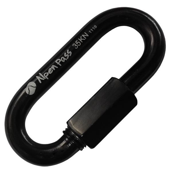 Malha Rápida Oval De Aço 10mm Preta Alpenpass