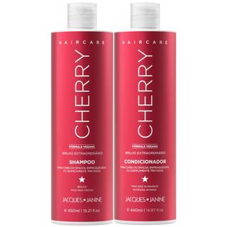 Kit Jacques Janine Hair Care Cherry Cereja Shampoo Sem Sal 450ml Condicionador Leave-in 440ml