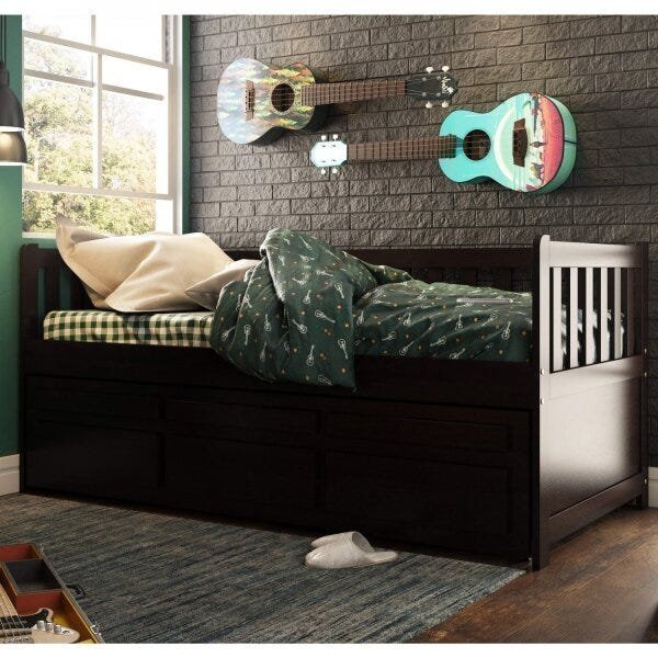 Bicama Solteiro Reta 3 Gavetas Tabaco em Oferta na Shopee