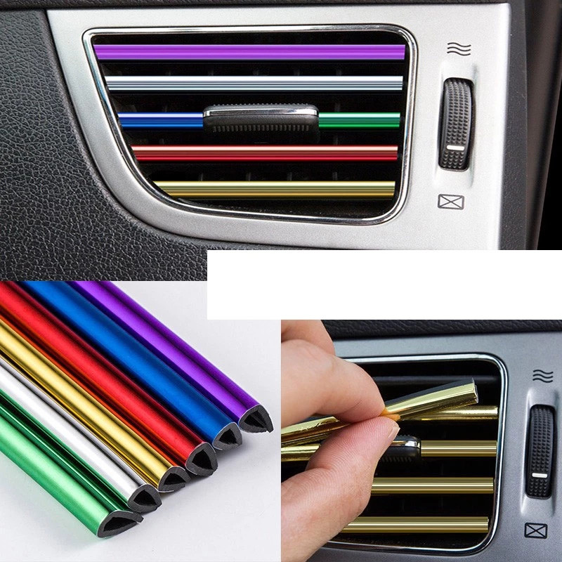 10 Peças Friso Decorativo Universal 20cm Saída de Ar do Painel Automotivo Colorido Carpei