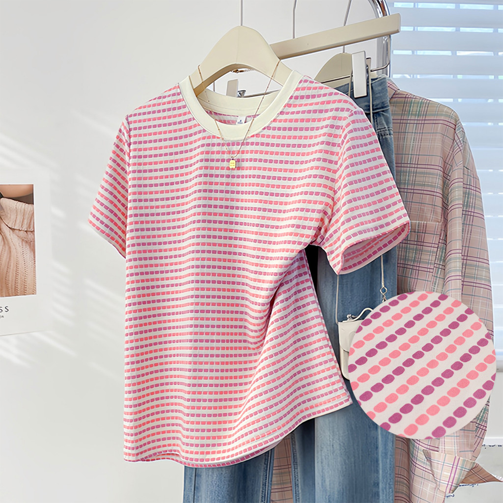 Lovito Camisa Casual de Manga Curta Color Block Primavera/verão Blusa Rosa para Mulheres L155ED1537 em Oferta na Shopee