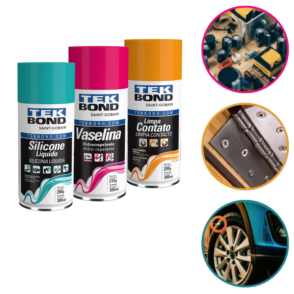 Kit Tekbond Silicone Liquido + Limpa Contato Elétrico + Vaselina Líquida Hidrorepelente em Oferta na Shopee