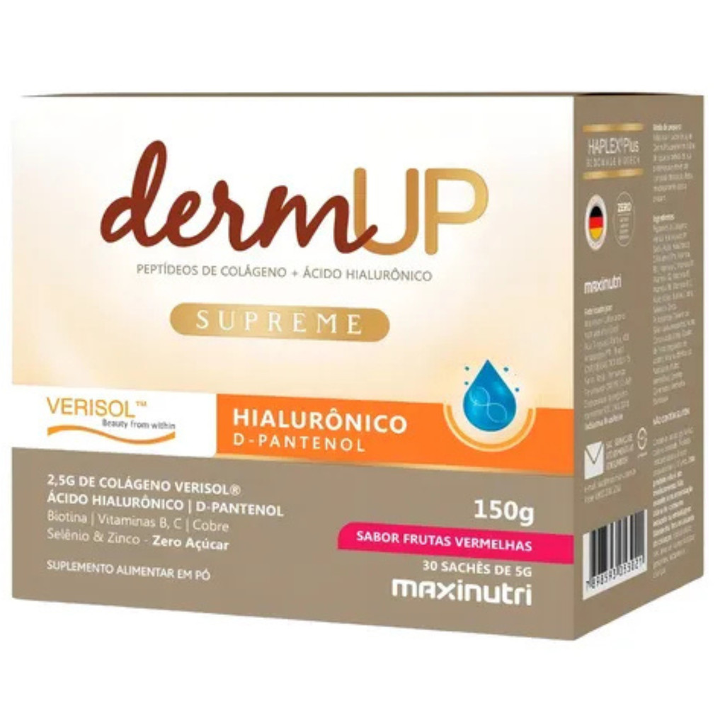 Dermup Supreme Verisol + Ácido Hialurônico 30 Sachês De 5g Frutas Vermelhas Maxinutri