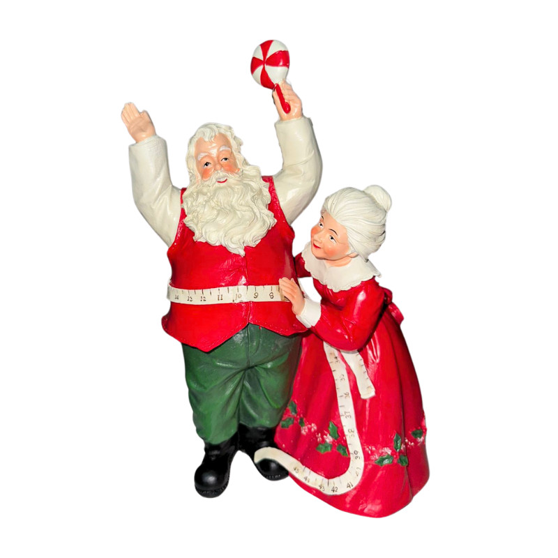 Papai Noel e Mamãe Noel Costureira Em Resina - Florarte