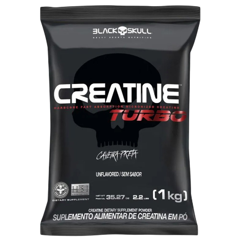 Creatina Monoidratada - Creatine Turbo Refil 1Kg e 300g - Black Skull