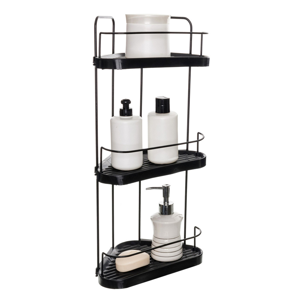Suporte Organizador Para Shampoo De Canto 03 Níveis Preto Banheiro Box