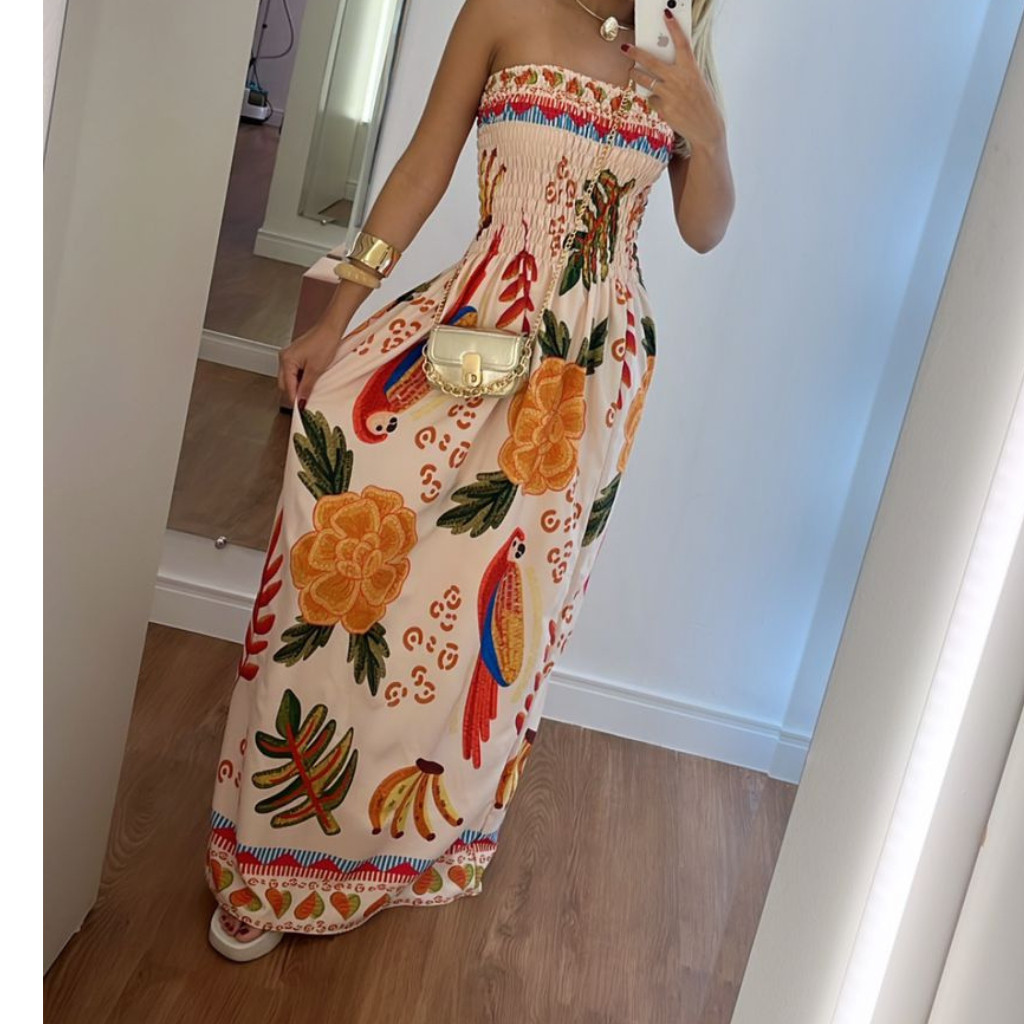 Vestido Tomara que Caia Com Elastex em Oferta na Shopee