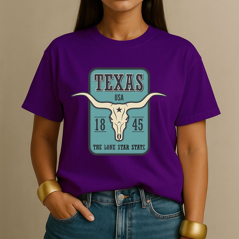 Camiseta Camisa T-shirt Texas Manga Curta Versátil Gola Redonda Algodão Premium Confortável