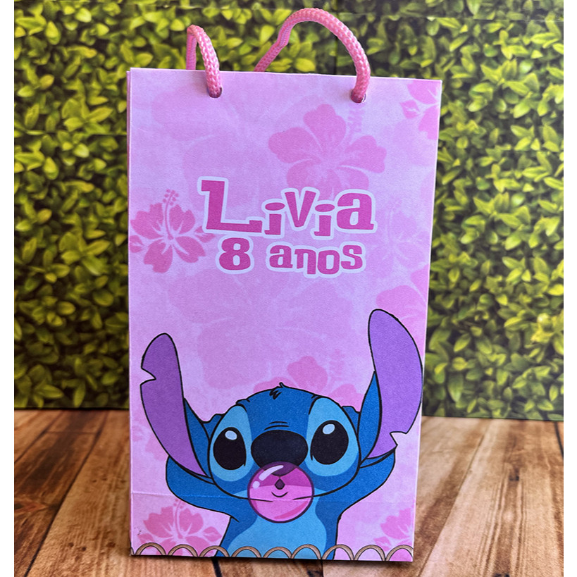 40 Sacolinhas Personalizadas Festa Stitch Personalizado Com Nome e Idade  Stitch Chiclete