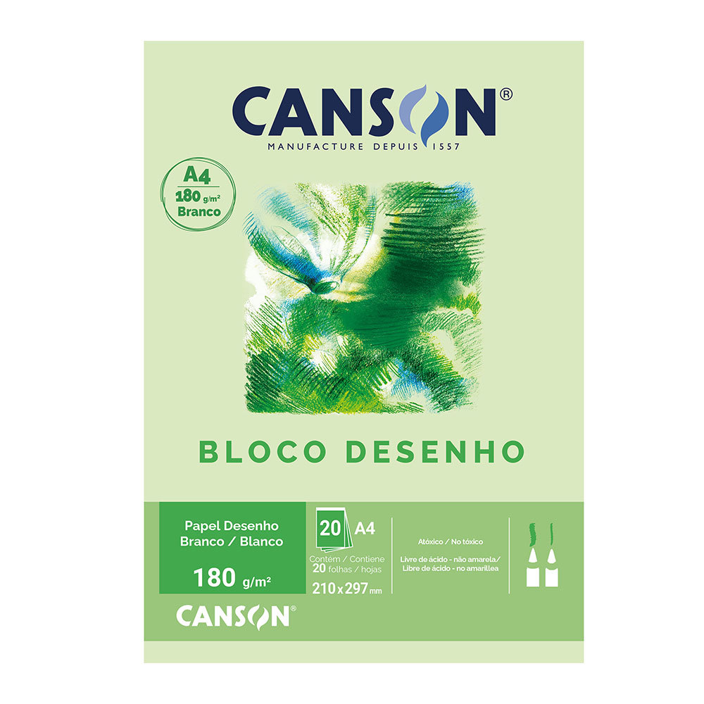 Bloco desenho branco A4 180g com 20 folhas Canson em Oferta na Shopee