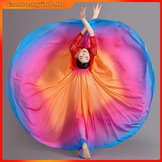 Qsuccua Dança Clássica Para Senhoras Adultas Chiffon 720° Estilo Chinês Gradiente Saia De Cânhamo Grande