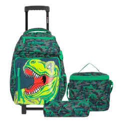 Kit Mochila Rodinhas Estojo e Lancheira Juvenil New Run Pack