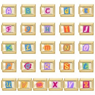 Moda Cor Prata 26 Letras Az Inglês Italiano Charme Pulseira Caber 9mm De Aço Inoxidável Jóias DIY Fazendo em Oferta na Shopee