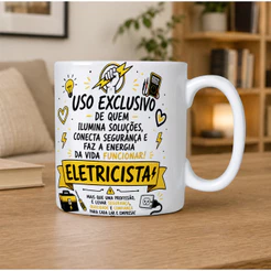 Caneca Porcelana Eletricista Presente Criativo Profissão