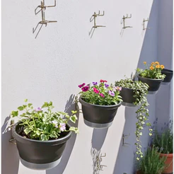 5 Vasos Cuias 24 (3,3L) com Prato Anti-Dengue Autoirrigável + 5 Suporte Para Jardim Vertical - 5VP24__5SR-Cor
