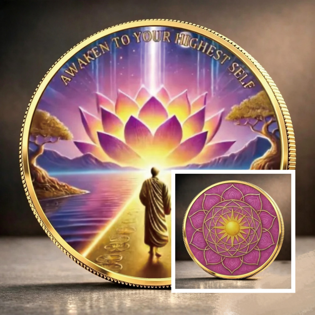 Limited Edition Lucky Commemorative Coin with Lotus Theme from the Game/Anime Saint Monk - DIY Handmade Board Game Colle