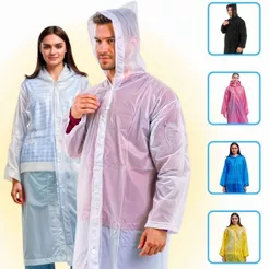Kit Capa De Chuva Adulto Unissex Reutilizável Resistente Com Capuz Passeio Festas Impermeável JJ