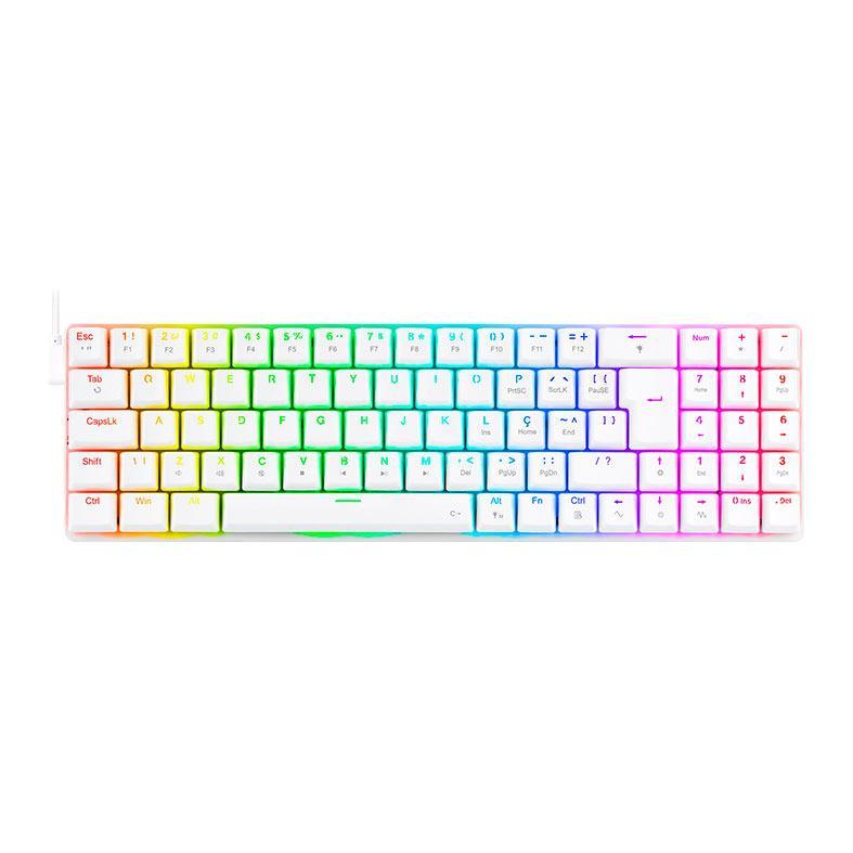 Teclado Mecanico Gamer Redragon Ashe, RGB, Switch Brown, Branco, K626-KB-W-PT-BROWN