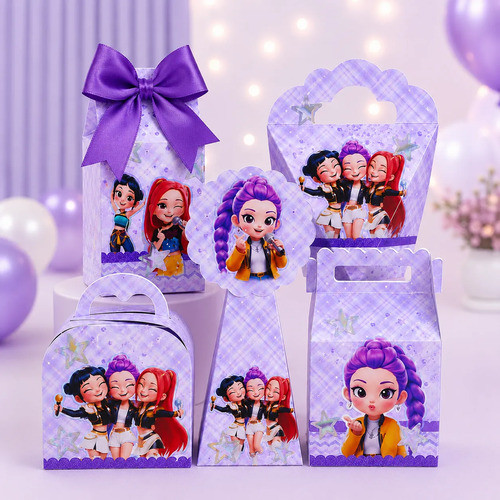 Caixas Personalizadas Tema Guerreiras do Kpop Cute | Lembrancinhas de aniversário e Festas Pegue e monte