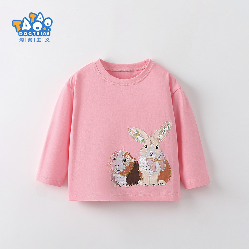 Taotaoism meninas camiseta de manga comprida primavera outono estilo meninas estilo ocidental em torno do pescoço camisa