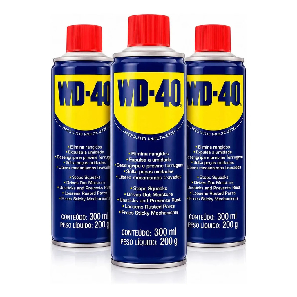 Kit 3 Unidades WD40 Spray Produto Multiuso Lubrifica Desengripa 300ml