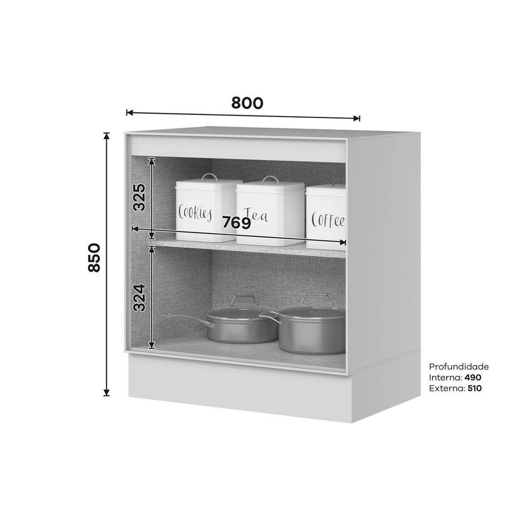 Balcão Cozinha Henn Fineze 2 Portas 80cm Areia — imagem 2 de 2